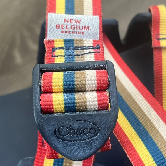 Chaco x New Belgium Brewing Chillo Slides Sandals Blue Red Mens 8‎ EU 39 - Picture 2 of 7